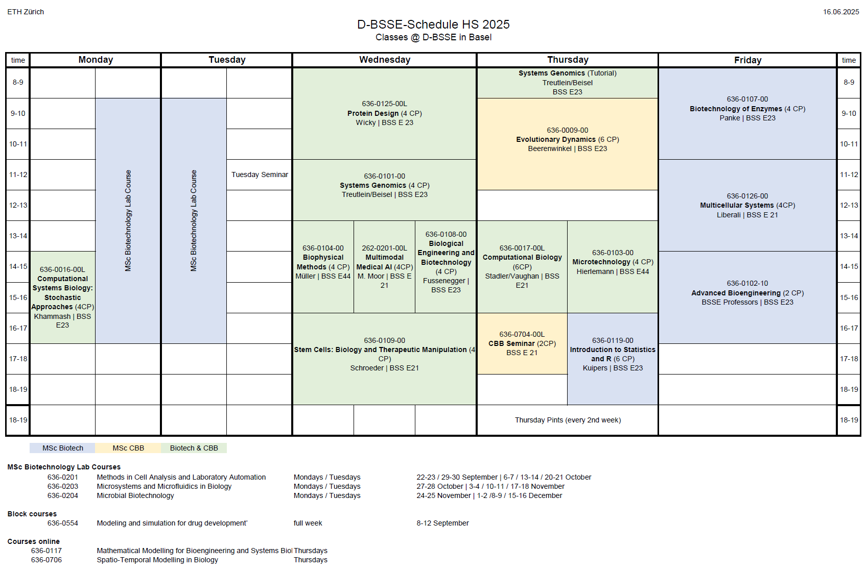 Lecture schedule autumn 2025; link to pdf